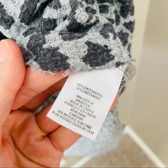 Z Supply Leopard Print Long Sleeve Top Gray Sz Small - Picture 9 of 9